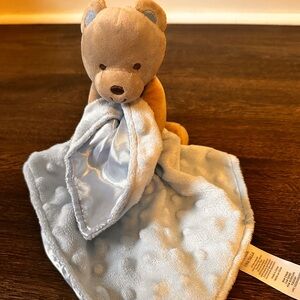 Carters Child of Mine Bear Plush Blue Lovey Minky Dots Rattle Security Blanket
